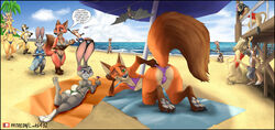 ambiguous_gender antelope anthro beach big_breasts bikini bonnie_hopps bovid breasts canid canine canis carys_(nebula1701) cerys_(nebula1701) chico_(fuel) crossdressing disney duo ear_piercing english_text erection fan_character felid feline female flat_chest flower fox fur gazelle group hi_res judy_hopps kiba kino_(kinothefox) lagomorph large_breasts leporid link6432 lion looking_at_viewer lucas_(manedwolf) male mammal mrs._wilde nick_wilde one-piece_swimsuit open_mouth pantherine penis piercing rabbit ragey seaside sibling swimsuit swimwear text twins ty_(appleseed) wolf yuki zootopia