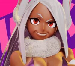 1girls 3d animated bouncing_breasts breasts bunny_ears cleavage close-up clothing crisisbeat crossed_arms dark-skinned_female dark_skin female female_only fur_collar gif gloves grin looking_at_viewer miruko my_hero_academia naughty_face navel nipple_bulge pinup pose pubic_hair pubic_hair_visible_through_clothing red_eyes rumi_usagiyama shounen_jump sling_bikini solo solo_focus standing uncanny_valley very_long_hair white_gloves white_hair white_pubic_hair