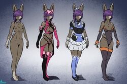 3:2 anthro bow clothing costume dress dresses edgarkingmaker female lagomorph leporid mammal model_sheet nude rabbit ribbons