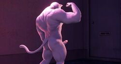 1boy 3d 3d_(artwork) ass balls dollymolly323 domestic_cat epic_games fortnite fortnite:_battle_royale ghost_meowscles male male_focus male_only mammal meowscles_(fortnite) muscles naked penis solo solo_male tagme tail