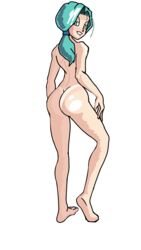 1girls back_view blue_eyes blue_hair blush bulma_briefs curvy dragon_ball dragon_ball_z female future_bulma hairband huge_ass legs milf nude nude_female pose rear_view sketch slim solo standing tanline_peek