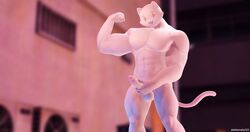 1boy 3d 3d_(artwork) balls butt dollymolly323 domestic_cat epic_games fortnite fortnite:_battle_royale gay ghost_meowscles male mammal meowscles_(fortnite) muscles naked penis solo tagme tail