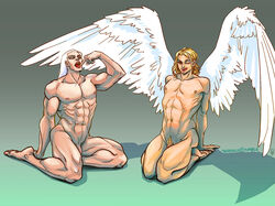 2boys barely_visible_genitalia barely_visible_penis blonde_hair blood_angels emperors_children fulgrim imperium_of_man long_hair long_hair_male male_focus male_only muscular muscular_male penis penis_out poor_quality primarch pubic_hair sanguinius_(warhammer_40k) tongue_out twopunch warhammer_(franchise) warhammer_40k white_hair wings