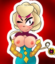 1girls big_breasts blushed brawl_stars charlie_(brawl_stars) flashing smile towper towperpost