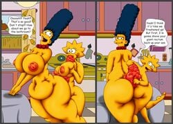 2girls anal anal_prolapse belly big_ass big_breasts butt bynshy chubby imminent_fisting lisa_simpson marge_simpson mother_and_daughter multiple_girls prolapse the_simpsons yellow_body