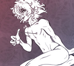 1boy danganronpa danganronpa_2:_goodbye_despair femboy hair_over_one_eye looking_at_viewer male male_focus male_only nagito_komaeda nipple_clamps nipple_play nipples open_smile pose ren_valentine side_view sitting smile smooth_skin solo solo_focus tears thong