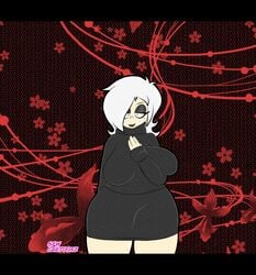 big_breasts black_lipstick breasts clothed female_only hand_on_chest huge_breasts human_only large_breasts lwd_cartoonz original_character pov skirt sweater thick thick_hips thick_legs thick_thighs tight_clothing turtleneck turtleneck_sweater unknown_(lwd_cartoonz) white_hair