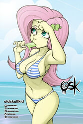 1girls aqua_eyes armpits big_breasts bikini breasts butterfly_hair_ornament cleavage eating equestria_girls erect_nipples erect_nipples_under_clothes female fluttershy_(eg) fluttershy_(mlp) friendship_is_magic hasbro hi_res highres large_breasts my_little_pony navel nipple_bulge nipple_outline ocean old_skull_kid pink_hair pokies popsicle scantily_clad solo solo_female straight_hair sweat sweating swimming_pool swimsuit thighs yellow_skin