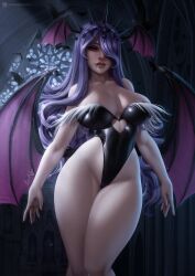 1girls arms_at_sides bare_shoulders bat bat_wings bats big_breasts breasts camilla_(fire_emblem) cleavage clothing clothing_cutout collarbone cosplay cum cum_drip cum_dripping cum_dripping_down_chin cum_in_mouth cum_on_chin curly_hair curvy darkstalkers female female_only fire_emblem fire_emblem_fates hair_ornament hair_over_one_eye hartman_hips head_wings heart_cutout highleg highleg_leotard highres hips indoors large_breasts legs_together leotard lips long_hair looking_at_viewer luminyu medium_breasts mole mole_on_breast morrigan_aensland morrigan_aensland_(cosplay) nail_polish nintendo parted_lips patreon_logo patreon_username purple_hair purple_wings red_eyes red_nails smile solo solo_female standing strapless strapless_leotard thick_thighs thigh_gap thighs thunder_thighs tiara tight_clothing twitter_logo twitter_username vampire very_long_hair video_game video_game_character video_games voluptuous white_skin wings