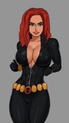 1girls big_breasts black_widow_(marvel) cleavage clothed drawingthings12 edit edited female female_only fully_clothed green_eyes leather leather_clothing looking_at_viewer low_cut_top marvel marvel_cinematic_universe marvel_comics natasha_romanoff red_hair scarlett_johansson solo sunsetriders7