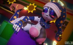 3d 3d_(artwork) animatronic areolae artist_name big_areola big_breasts big_nipples blue_sclera breasts coel3d daycare_attendant_(fnaf) female female_only five_nights_at_freddy's five_nights_at_freddy's:_security_breach hat headwear looking_at_viewer moondrop nipples on_front pink_eyes robot rule_63 scottgames smile solo solo_female