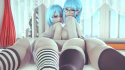 2girls 3d ahwlly ahwlly_(artist) ass ass_focus ass_visible_through_thighs ass_worship bed before_anal before_sex big_ass big_breasts big_butt black_panties blue_hair bob_cut bubble_ass bubble_butt dead_or_alive fat_ass female female_only glasses green_eyes hairclip huge_ass large_breasts laying_down laying_on_stomach legs legs_apart looking_at_viewer looking_back mole_under_eye multiple_females nico_(doa) on_stomach pale pale-skinned_female pale_skin pink_eyes presenting presenting_ass prone self_insert short_hair side_by_side socks spread_legs striped_legwear striped_thighhighs sweater text thick_thighs thighhighs thighs twitter_username watermark white_panties window wink