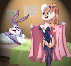 anthro bed bugs_bunny drew_gardner lingerie lola_bunny looney_tunes