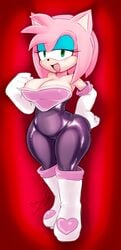 alternate_breast_size amy_rose amy_the_bat jaynatorburudragon lipstick red_lipstick rouge_the_bat_(cosplay) sonic_(series) sonic_the_hedgehog_(series) voluptuous