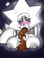 black_lipstick blowjob cum_in_mouth dark-skinned_male fellatio gem_(species) madjester male_focus steven_universe white_diamond_(steven_universe) white_skin