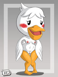 2021 animal_crossing anthro blush breasts digital_media_(artwork) fanart furry jackintaro nintendo nipples nude pelican pelly_(animal_crossing) pussy white_body