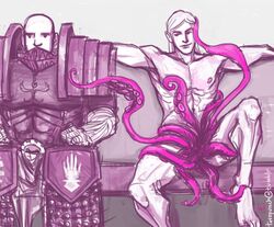 2boys armor bald chaos_(warhammer) clothed_male_nude_male demon_cock emperors_children ferrus_manus fulgrim imperium_of_man iron_hands long_hair long_hair_male male_focus male_only muscular muscular_male nipples poor_quality power_armor primarch sketch tentacle twopunch warhammer_(franchise) warhammer_40k