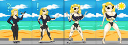 ass ass_expansion bimbo bimbofication brainwashing breast_expansion breasts disney doll dollification english_text female hair_color_change huge_ass huge_breasts identity_death knick_knack large_ass permanent_smile personality_change pixar sunglasses sunnification superweirdman text thick_thighs thighs transformation transformation_sequence wide_hips