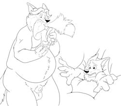 2017 angry anthro balls belly bravo canid canine disney duo fox genitals gideon_grey humanoid_hands male mammal moobs nick_wilde overweight overweight_male penis scared simple_background vore white_background zootopia