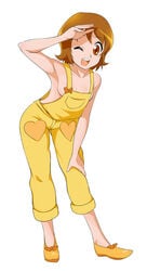 clothing daiou female happinesscharge_precure! oomori_yuuko overalls precure pretty_cure small_breasts