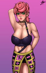 1girls alternate_breast_size big_breasts breasts busty cleavage female female_focus hourglass_figure huge_breasts jojo's_bizarre_adventure large_breasts notrespassers pink_hair solo tagme trish_una vento_aureo wide_hips