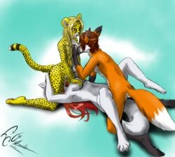 2021 alric_kyznetsov anna_(hunterx90) anthro arctic_wolf between_breasts black_body black_fur black_nose blonde_hair braided_hair braided_ponytail breast_fondling breast_grab breast_lick breast_play breast_squish breast_sucking breasts brown_hair canid canine canis cheetah claws cunnilingus dekaisen digital_media_(artwork) dipstick_ears dipstick_tail eyebrows eyelashes facesitting facial_markings felid feline female female/female fondling fox fur gloves_(marking) group group_sex hair hand_on_breast happy happy_sex head_in_cleavage head_markings henrietta_(hunterx90) hi_res inner_ear_fluff leg_markings licking long_hair looking_pleasured male male/female mammal markings medium_breasts multicolored_ears multicolored_tail navel nude open_mouth oral orange_body orange_fur pawpads penetration prick_ears red_fox red_hair round_ears sex short_hair signature simple_background socks_(marking) spots spotted_body spotted_fur squish story story_in_description sucking teeth threesome toe_claws tongue tongue_out triangle_position tuft vaginal_penetration white_body white_fur wolf yellow_body yellow_fur