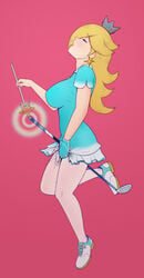 babyserval_(artist) blonde_hair closed_eyes female female_ejaculation golf_club holding_skirt long_hair mario_(series) mario_golf masturbation open_mouth princess_rosalina pussy_ejaculation pussy_juice skirt tongue_out wand