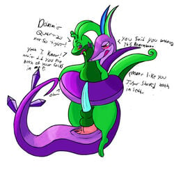 1:1 alternate_color anal animal_genitalia animal_penis balls dialogue diphallia diphallism double_penetration dragon duo english_text feral genitals goodra hemipenes hi_res male male/male multi_genitalia multi_penis nintendo penis pokémon_(species) pokemon pokemon_(species) reptile scalie serperior text video_games vulnec