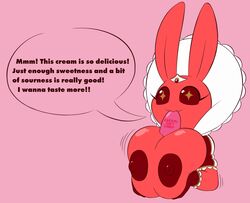 areola big_areola big_breasts breast_out breasts bunny_(averyshadydolphin) crown english_text female food humanoid k--10 lagomorph leporid mammal nipples popsicle queen rabbit royalty solo sparkling_eyes speech_bubble text tiara