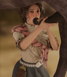 3d bestiality brown_hair cum cum_drip cum_in_mouth emberstock fellatio female green_eyes harriet_davenport horse large_penis on_knees partial_male red_dead_online red_dead_redemption_(series) red_dead_redemption_2 zoophilia