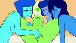 4girls animated anus blue_eyes blue_hair blue_skin breasts cartoon_network cartoonsaur female female_ejaculation female_only fingering front_view gem_(species) green_skin lapis_lazuli_(steven_universe) masturbation mean_lapis multiple_girls nice_lapis nipples nude nude_female peridot_(steven_universe) pussy pussy_juice shorter_than_30_seconds sound squirting steven_universe tagme video voice_acted yuri