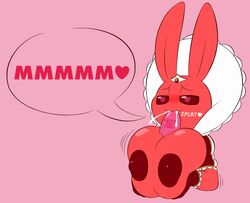 <3_eyes big_breasts breast_out breasts bunny_(averyshadydolphin) cream_(food) crown female food heart humanoid k--10 lagomorph leporid mammal nipples popsicle queen rabbit royalty solo sound_effects speech_bubble text tiara