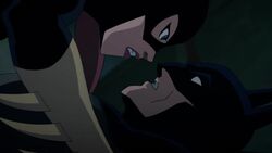 1boy 1girls 2d animated barbara_gordon batgirl batman batman_(series) bruce_wayne dc dc_comics kissing mp4 official screencap sound superhero superheroine tagme unwanted_canon video