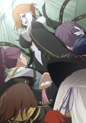 6girls bernadetta_von_varley big_breasts brown_hair byleth_(fire_emblem) byleth_(fire_emblem)_(female) cleavage dorothea_arnault earrings edelgard_von_hresvelg facesitting female_only female_protagonist femdom femsub fire_emblem fire_emblem:_three_houses foot_on_head garreg_mach_monastery_uniform green_hair hand_on_hair harem kronya_(fire_emblem) leotard long_hair multiple_girls multiple_subs navel nintendo open_mouth orange_hair pale_skin petra_macneary purple_hair red_eyes red_hair short_hair sitting_on_face white_hair white_skin yuri ze_r0_ze_r0