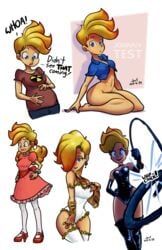 1girls 2018 canon_genderswap cartoon_network domestication dominant_female dominatrix dress eyeshadow female femdom feminine_pose feminization gender_transformation genderswap_(mtf) happy happy_female horny horny_female jenny_test johnny_test johnny_test_(series) leotard lipstick makeup mtf_crossgender mtf_transformation no_pants pregnant radiation_symbol rule_63 stepfordization tran4of3 unhappy_female whip whipping