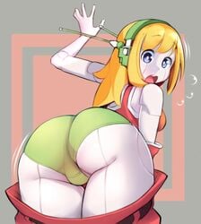 1girls ass back back_view bent_over big_ass blade_strangers canon_panties cave_story clothed clothing curly's_panties curly_brace embarrassed female female_only fully_clothed humanoid looking_back panties pants pants_down solo standing surprised wamudraws wardrobe_malfunction