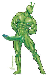 abs alien balls big_penis class_comics green_skin locus locus_onta male male_only muscles naked nude patrick_fillion pecs piercings solo solo_male