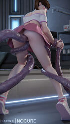 1girls 3d anal ass bent_over blizzard_entertainment d.va from_behind_position looking_at_viewer looking_back miniskirt no_panties nocure21o overwatch skimpy_clothes skirt standing standing_sex tentacle tiptoes