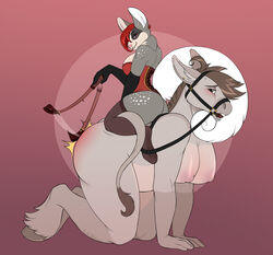 2girls all_fours anthro asinus ass ball_gag big_breasts big_butt bite biting_lip breasts bridle corset dominant dominant_female donkey duo equine female female/female female_only fur gag gagged glasswalker grey_body grey_fur hooves mammal mane marsupial multiple_girls nipples petaurid petplay phalangeriform ponyplay red_hair riding_crop roleplay saliva size_difference small_dom_big_sub smile spank_marks spanking sugar_glider tail_tuft whip yuri