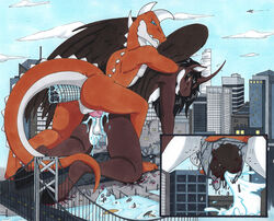 alicorn anal anal_sex animal_genitalia animal_penis anthro balls blood bodily_fluids building_penetration building_sex city cityscape cum cum_in_ass cum_inside cumshot destruction dragon drake_(disambiguation) duo ejaculation equid equine equine_penis fledge genital_fluids genitals gore hi_res horn macro male male/male mammal orgasm penetration penis sex tierafoxglove vamux wings