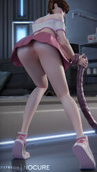 1girls 3d ass bent_over blizzard_entertainment d.va from_behind_position imminent_tentacle_rape looking_at_viewer looking_back miniskirt no_panties nocure21o overwatch skimpy_clothes skirt standing standing_sex tentacle tiptoes