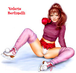 1girls female female_only human human_only ice_skating nipple_bulge nipples one_day_at_a_time revealing_clothes skating skirt solo solo_female tagme underwear valerie_bertinelli white_background