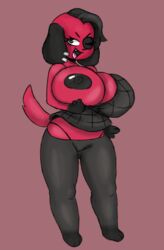 1girls alternate_version_available angstrom animal_crossing black_eyes black_fur breasts breasts_out canine cherry_(animal_crossing) edit edited female female_focus female_only flashing hanon(editor) huge_breasts hyper hyper_breasts nintendo nipples one_breast_out red_fur solo tongue tongue_out