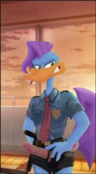 anthro avian_humanoid cloaca dildo loonatics_unleashed police rev_runner soft_feathers warner_brothers