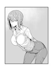 big_breasts big_thighs chainsaw_man curvy looking_away makima_(chainsaw_man) mature_female mature_woman office_clothing shirt_tucked_in thick_ass thick_thighs tight_clothing tucked_shirt urec wide_hips