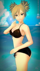 1girls 3d ass bikini black_bikini blonde_hair breasts butt female female_only looking_at_viewer naruto naruto_(series) naruto_shippuden one_female only_female otsukira panties solo solo_female swimsuit temari temari(genin) young