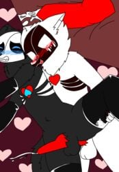 anal_penetration anal_sex balls black_fur blue_eyes blushing closed_eyes cum_in_ass cum_inside cumming_from_anal_sex cumshot deadtale furry furry_only insaneriskaver knot knotting leather_gloves leather_pants pleasured red_penis red_tongue riskaver riskaver_(artist) tongue white_fur yiff