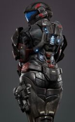 3d armor armored ass ass_focus black_armor blender blender_(software) bodysuit bungie butt_focus clothed female female_focus female_only halo_(series) helmet llamasarepink odst pinup power_armor sci-fi science_fiction simple_background solid_color_background spartan_(halo)