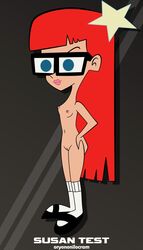 1girls cartoon_network female female_focus glasses hair_ornament human johnny_test_(series) nipples oryononilocram red_hair solo straight_hair susan_test