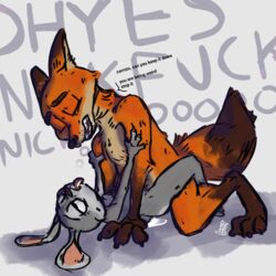 1:1 2021 3_toes 4_fingers anthro bedroom_eyes black_nose bodily_fluids canid canine canis claws closed_eyes cum cum_pool cum_string disney duo english_text eyebrows eyelashes eyelids fangs feet female fingers flat_chest fox fur genital_fluids grey_body grey_fur half-closed_eyes judy_hopps lagomorph leporid long_ears long_tail looking_pleasured looking_up male male/female mammal multicolored_body multicolored_fur narrowed_eyes nick_wilde nipples orange_body orange_fur paws pink_nose rabbit saliva seductive sex shaded shadow simple_background size_difference sweet.lemons teeth teeth_showing text toes tongue tongue_out two_tone_body two_tone_fur zootopia